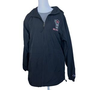 Champion Black NC State Hooded Windbreaker Jacket